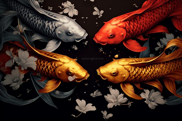 写真 金の魚 中央に金の魚