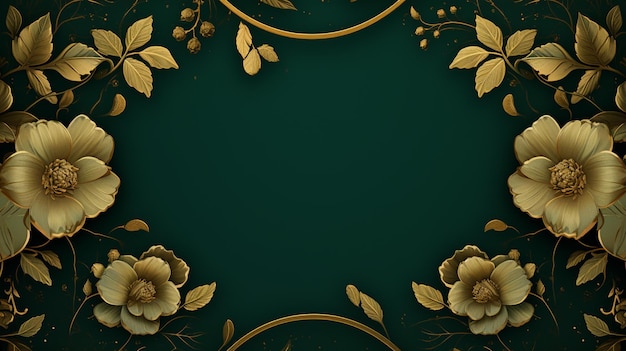 gold floral ornament on a green background