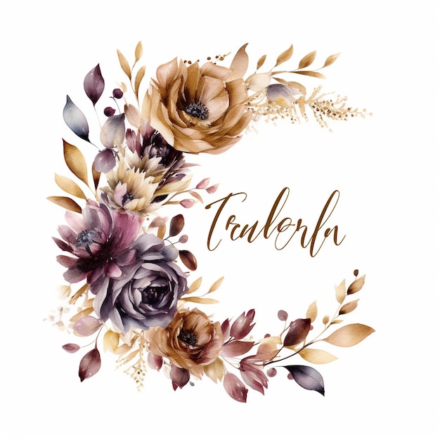 Gold floral wedding element on white background by Generated AI