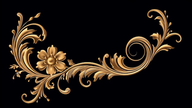 Photo a gold flower and swirly design