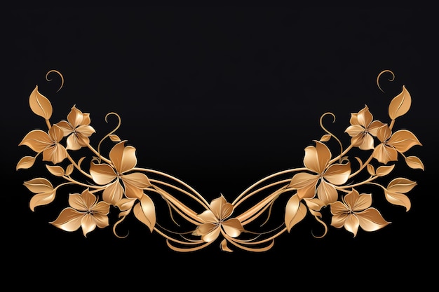 A gold flowers on a black background