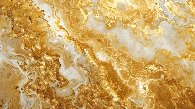 Gold fluid art marbling paint textured background