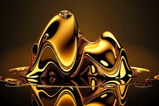 Photo gold fluid melting waves flowing abstract background