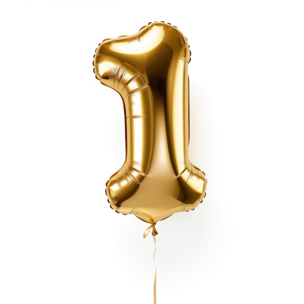 Фото Золотой фольги гелий воздушный шар в цифре 1 реалистичный элемент дизайна для вечеринки празднование дня рождения anniv