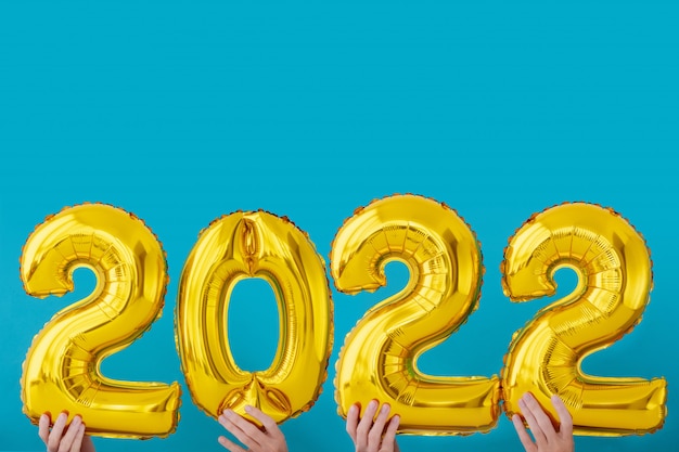 Gold foil number 2022 celebration