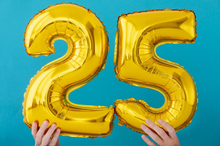금박 번호 25 축하 풍선