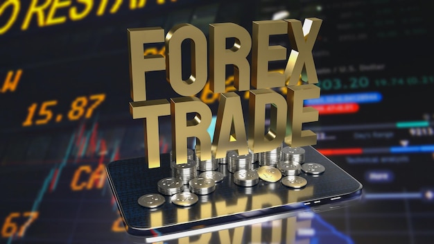 The gold forex trade on tablet for business concept 3d rendering