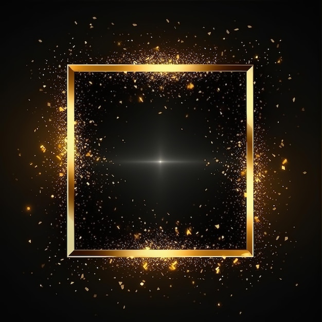 Gold frame on a black background