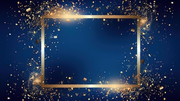 Gold frame on a blue background