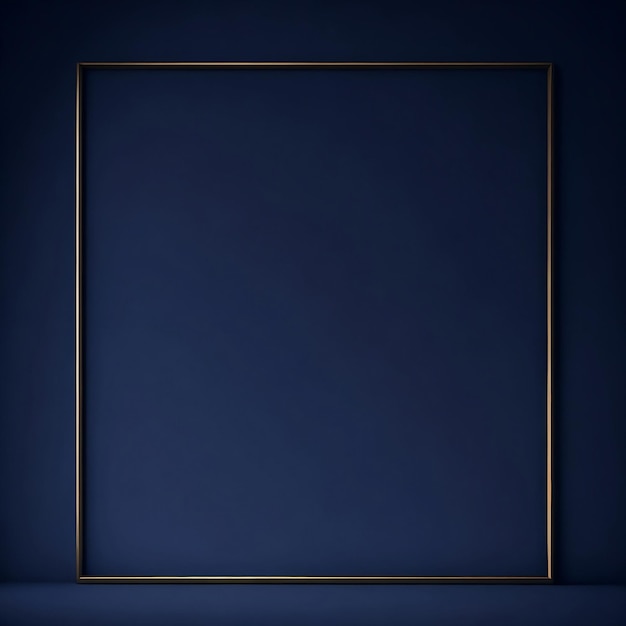 Gold frame in Blue Color Wall image