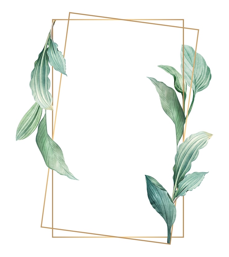 Photo gold frame decorated with hand drawn tropical leaves poster transparent png