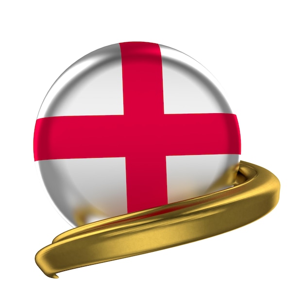 Photo gold frame and england flag isolated on white background 3d rendering