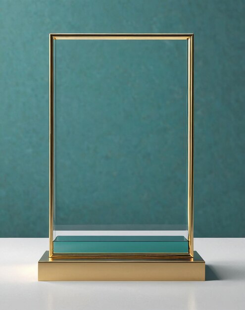 the gold frame is a modern piece that can be used as a table or desk