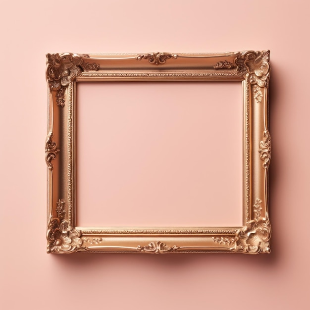 Gold frame on a Light Salmon color wall or background