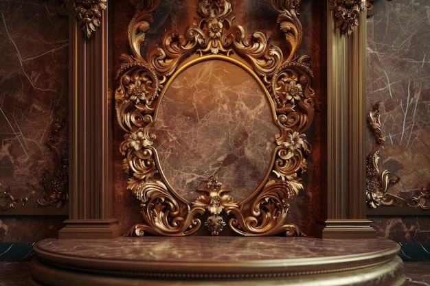 Gold Frame on Marble Floor