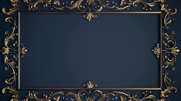 写真 gold frame on blue background