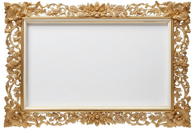 Photo gold frame for painting or picture on white background