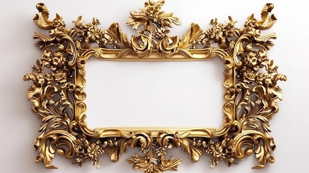 Gold frame for a picture in a classic baroque style Generative Ai