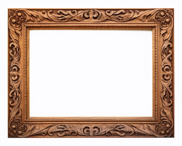 Gold frame for a picture in a classic baroque styleon on a white background Illustration Generative AI