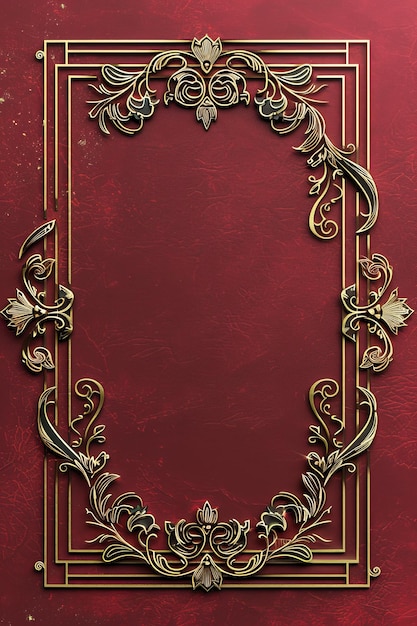 Gold Frame on Red Background