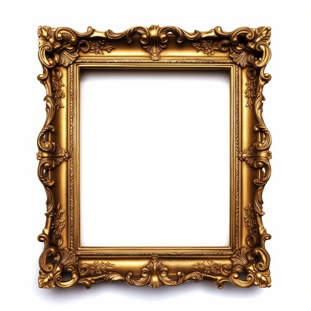 Photo gold frame on a white background