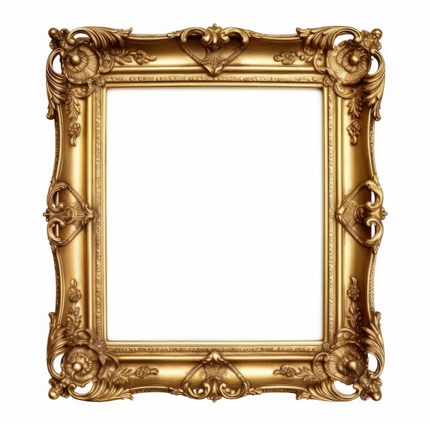 Gold frame on a white background