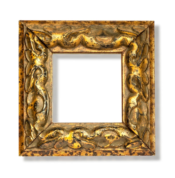 Gold frame on white surface