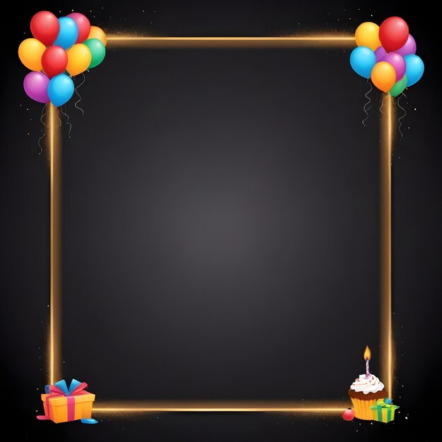 Photo a gold frame with balloons and a gold border with a gold border