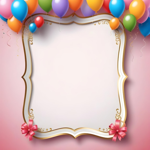 Photo a gold frame with balloons and a gold border with a gold border