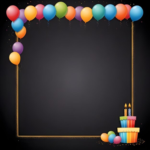 a gold frame with balloons and a gold border with a gold border