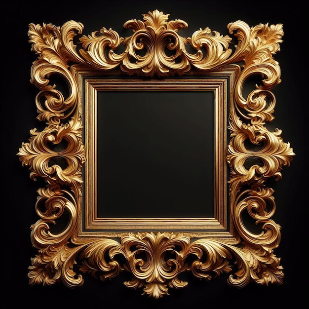 a gold frame with a black background that says  the frame