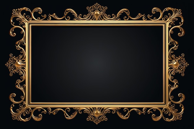 Premium Photo | A gold frame with a black background