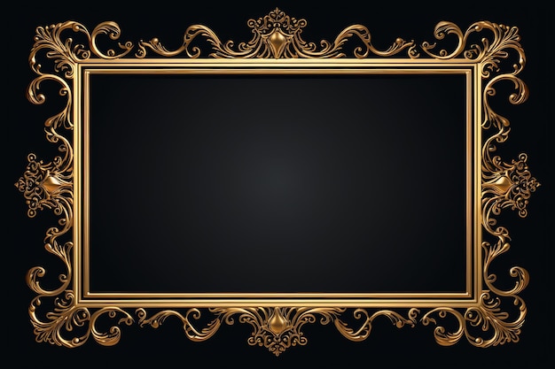 Photo a gold frame with a black background