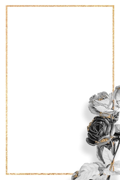 gold frame with black roses design element