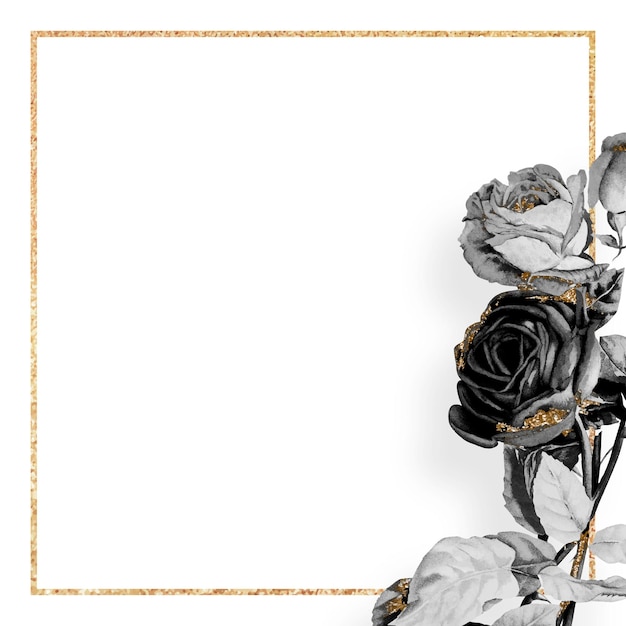 gold frame with black roses design element