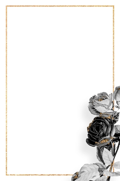 gold frame with black roses design element