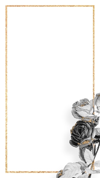 gold frame with black roses design element