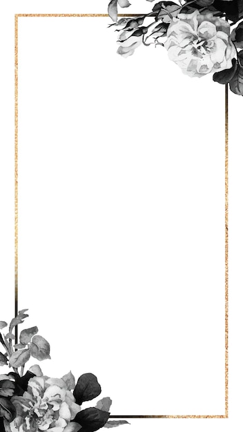 gold frame with black roses design element