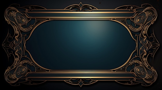 Photo a gold frame with a blue background with gold trim