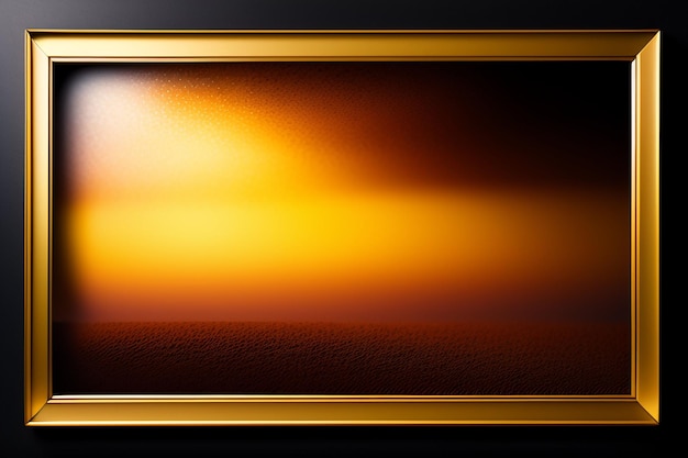 Photo a gold frame with a dark background and a light brown background.