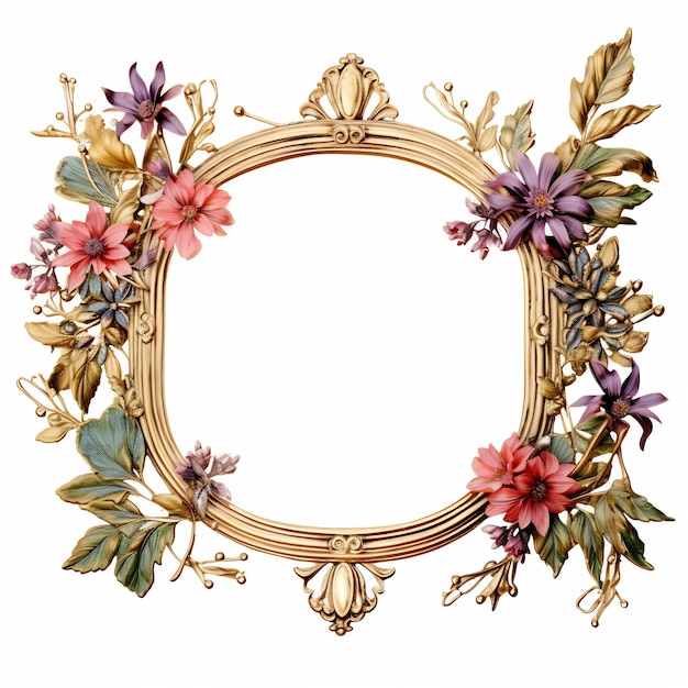 a gold frame with a floral design on it