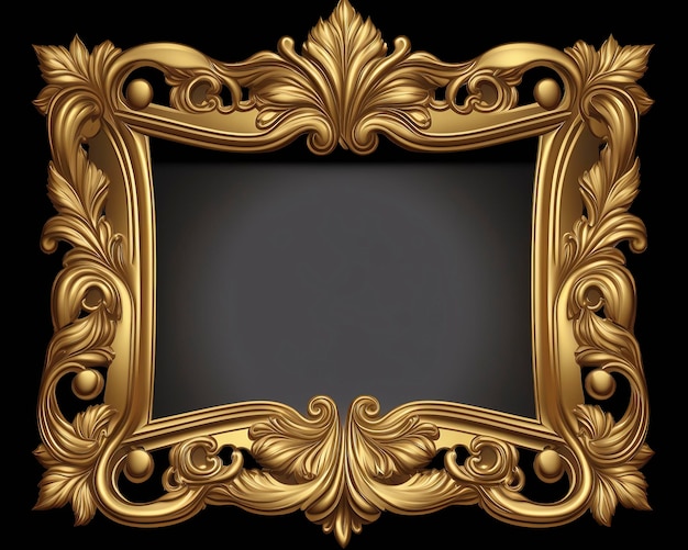 Gold frame with a floral pattern on it ai generated