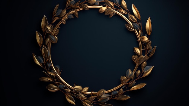gold frame with leaves on black background
