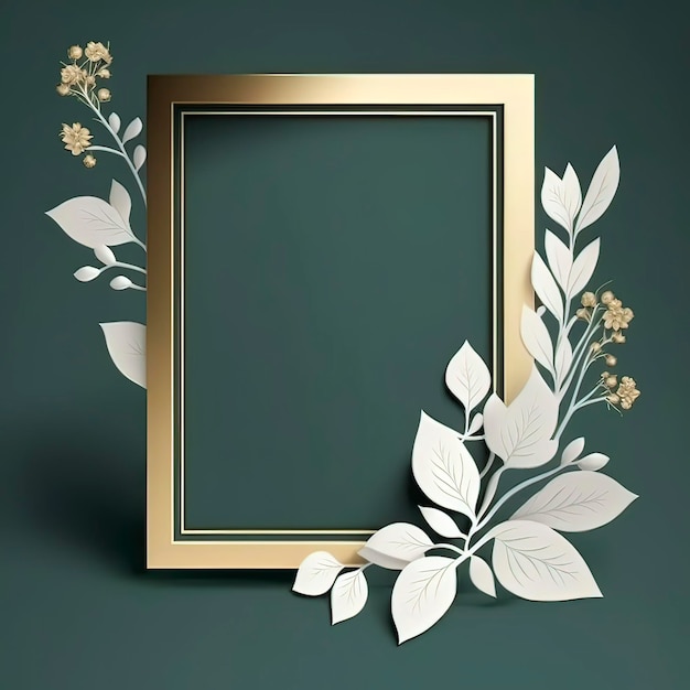 A gold frame with leaves and flowers on it.