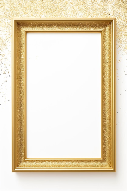 a gold frame with a pattern of glitter on it