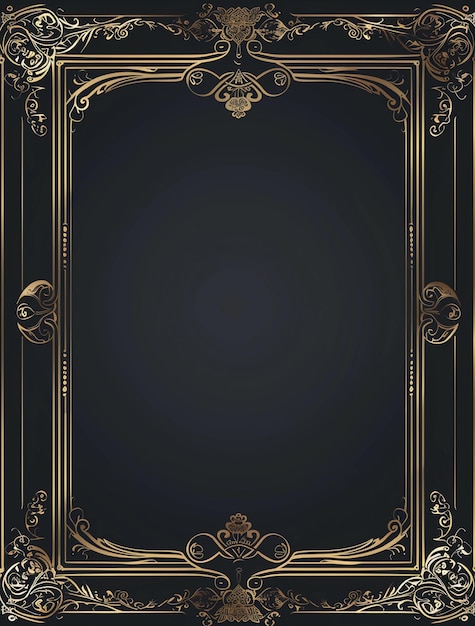 a gold frame with a picture of a black frame with a gold border