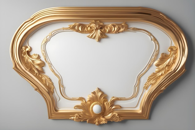 a gold framed mirror with a pearl on the top