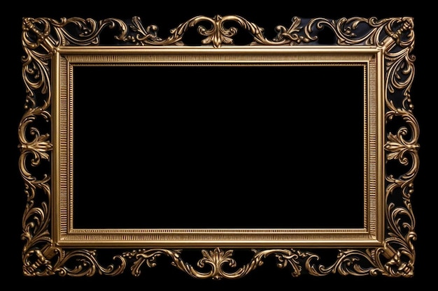 Photo a gold framed picture with a black frame.