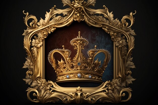 Gold Framed Royal Crown Illustration AI