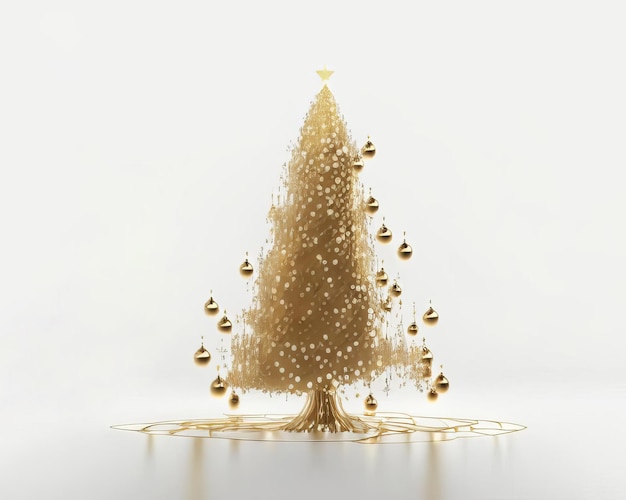 Foto albero di natale futuristico in oro generato dall'intelligenza artificiale